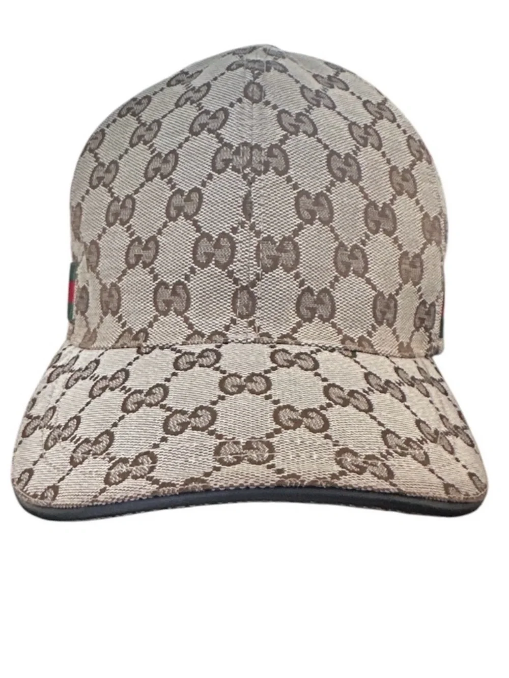 Gucci Original GG Canvas Baseball Hat Cap Web Stripe Beige Brown Medium 58